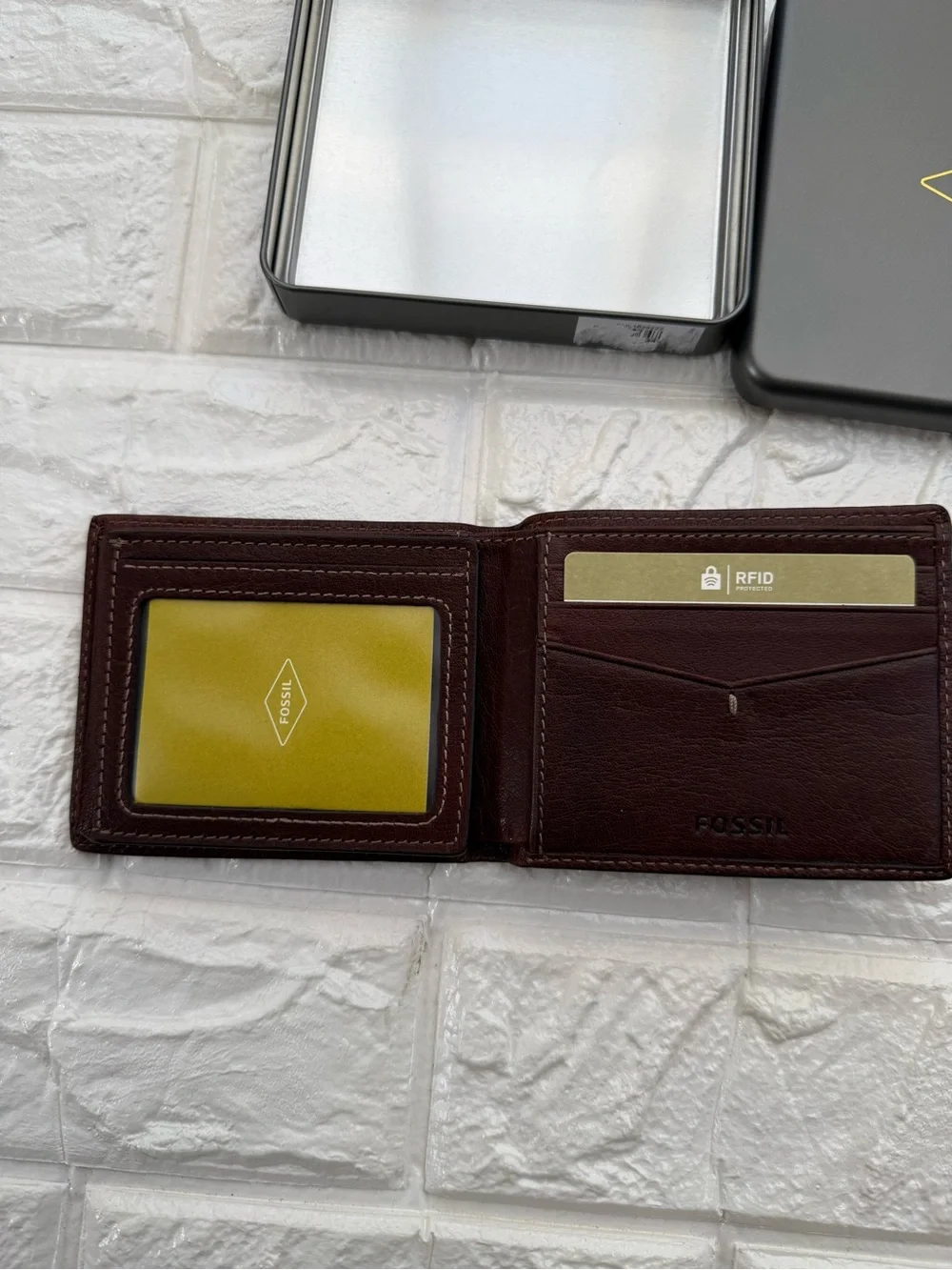 Fossil Allen RFID Traveler Tan Leather Mens Wallet NEW in box